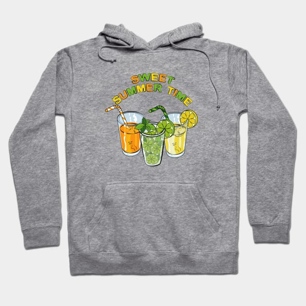 Sweet Summer Time - Cold Drinks Hoodie by Designoholic